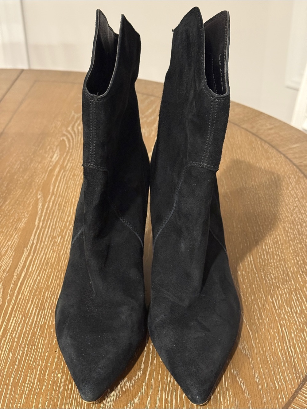 Dolce Vita Black Suede Pointed Ankle Booties with Block Heel Size 8.5 - Picture 3 of 10
